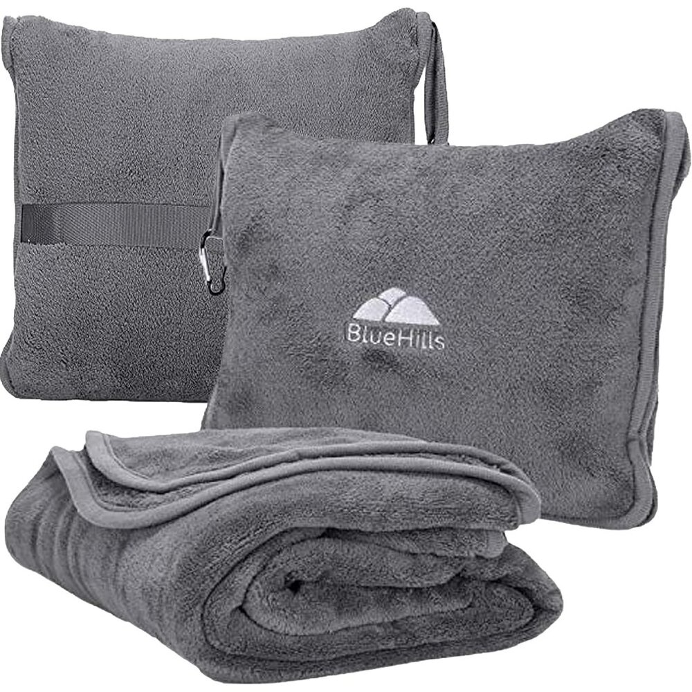Premium Soft Travel Blanket Pillow Airplane Flight Blanket Throw Bag Pillowcase